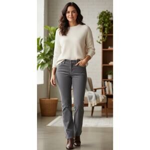 St John’s Bay Women’s Corduroy Pants Straight Fit Bootcut Gray Size 6 P